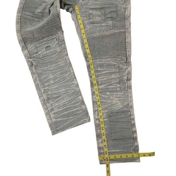 DNM Collection Original Biker Moto Jeans Mens 34x30 Gray Acid Wash Distressed - Picture 10 of 12